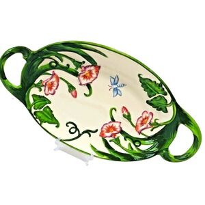 Temptations By Tara Dragonfly Platter 18x10 Double Handles Oven Safe QVC Retired
